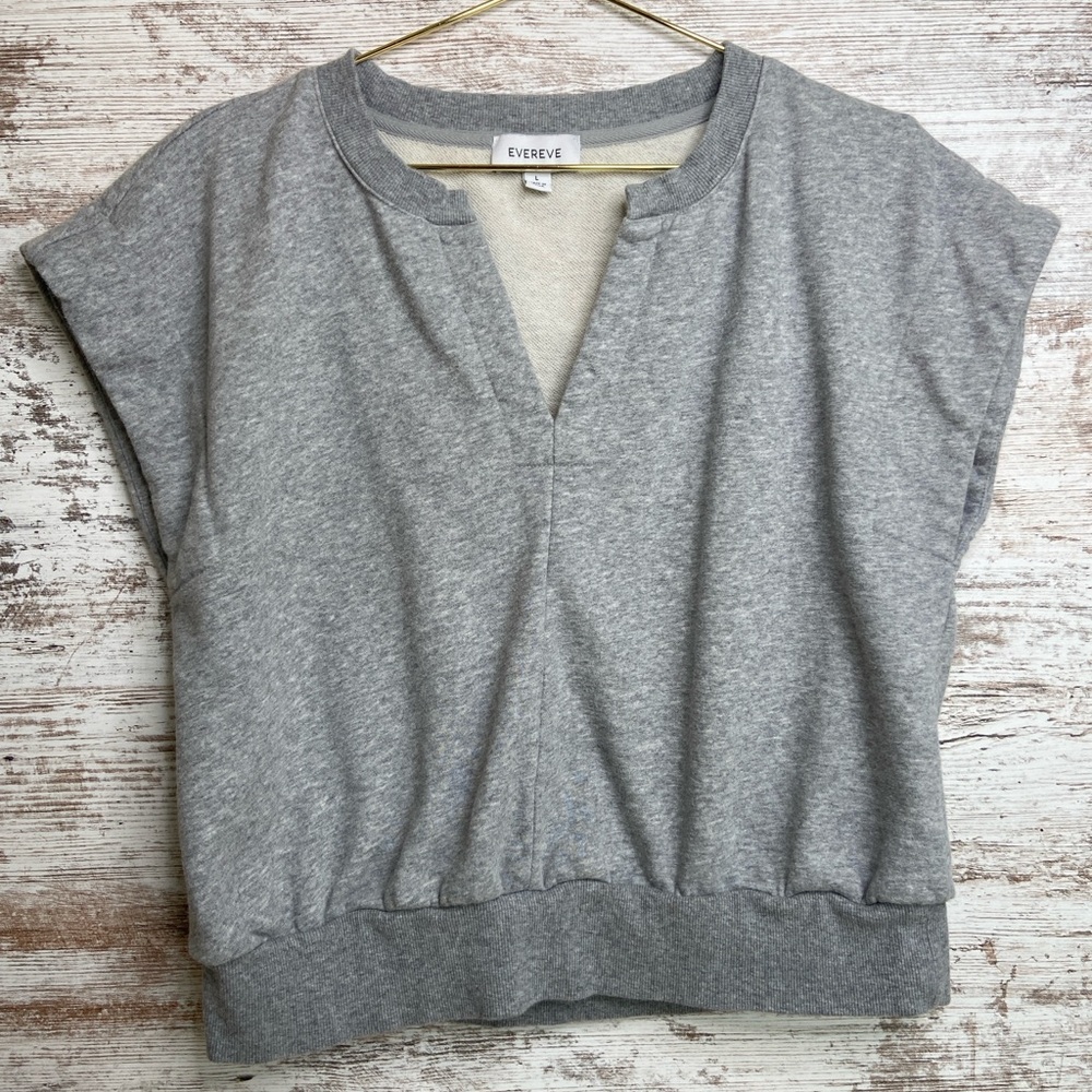 Evereve Gray Short Sleeve Sweatshirt - Picture 3 of 7